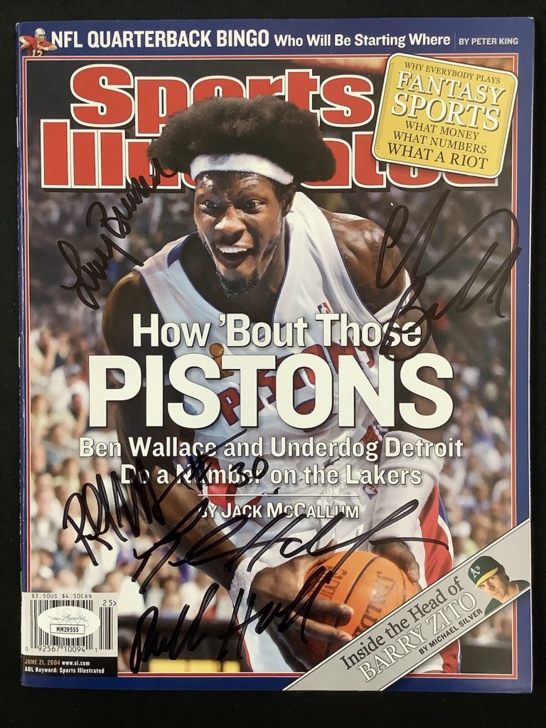 Larry Brown Signed Sports Illustrated 6/21/04 No Label  +4 Pistons Autograph JSA