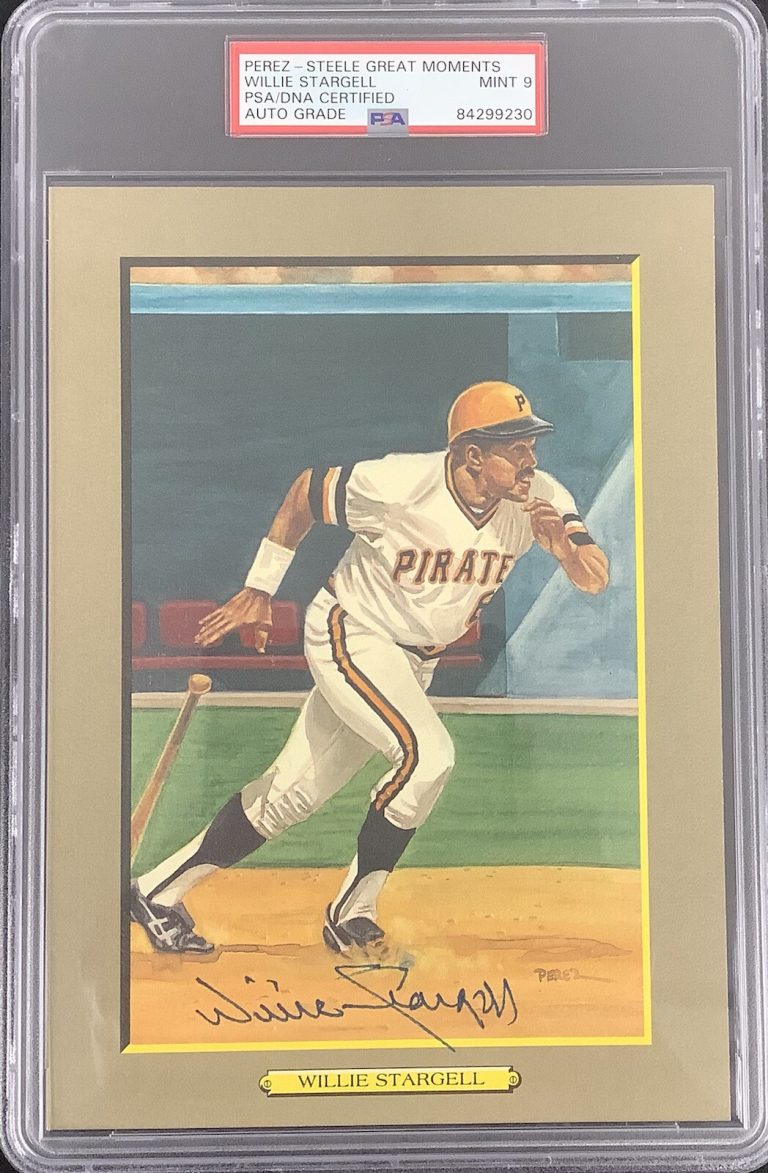 Willie Stargell Signed Perez Steele Great Moments Postcard Pirates PSA/DNA Mint9