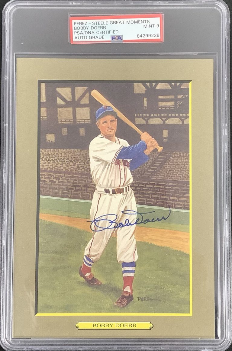 Bob Doerr Signed Perez Steele Great Moments Postcard Red Sox PSA/DNA Auto 9