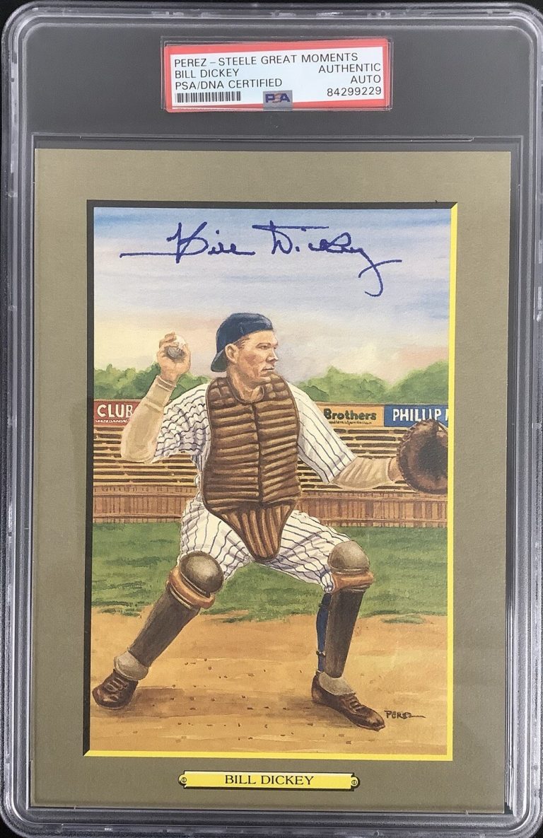 Bill Dickey Signed Perez Steele Great Moments Postcard Yankees Autograph PSA/DNA