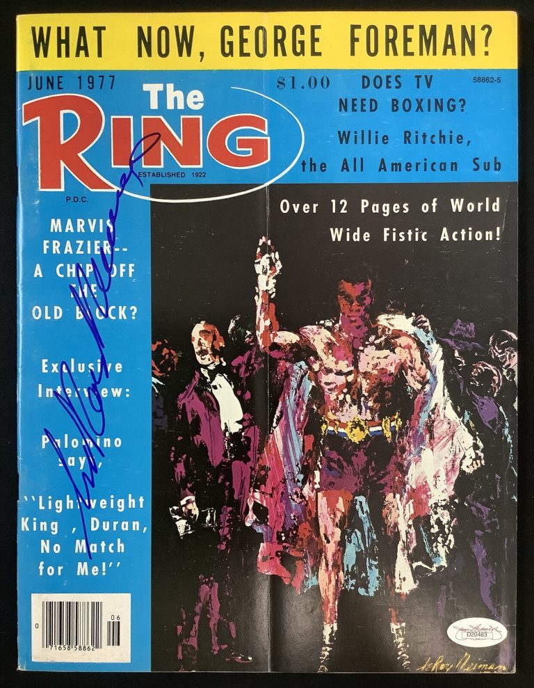 LeRoy Neiman Signed The Ring Magazine Vintage June 1977 Artist Auto CREASED JSA
