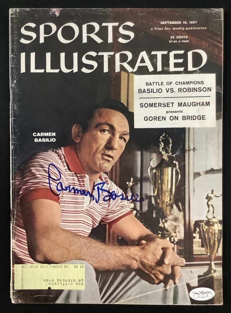 Carmen Basilio Signed Sports Illustrated 9/16/57 Boxing Champion Autograph JSA