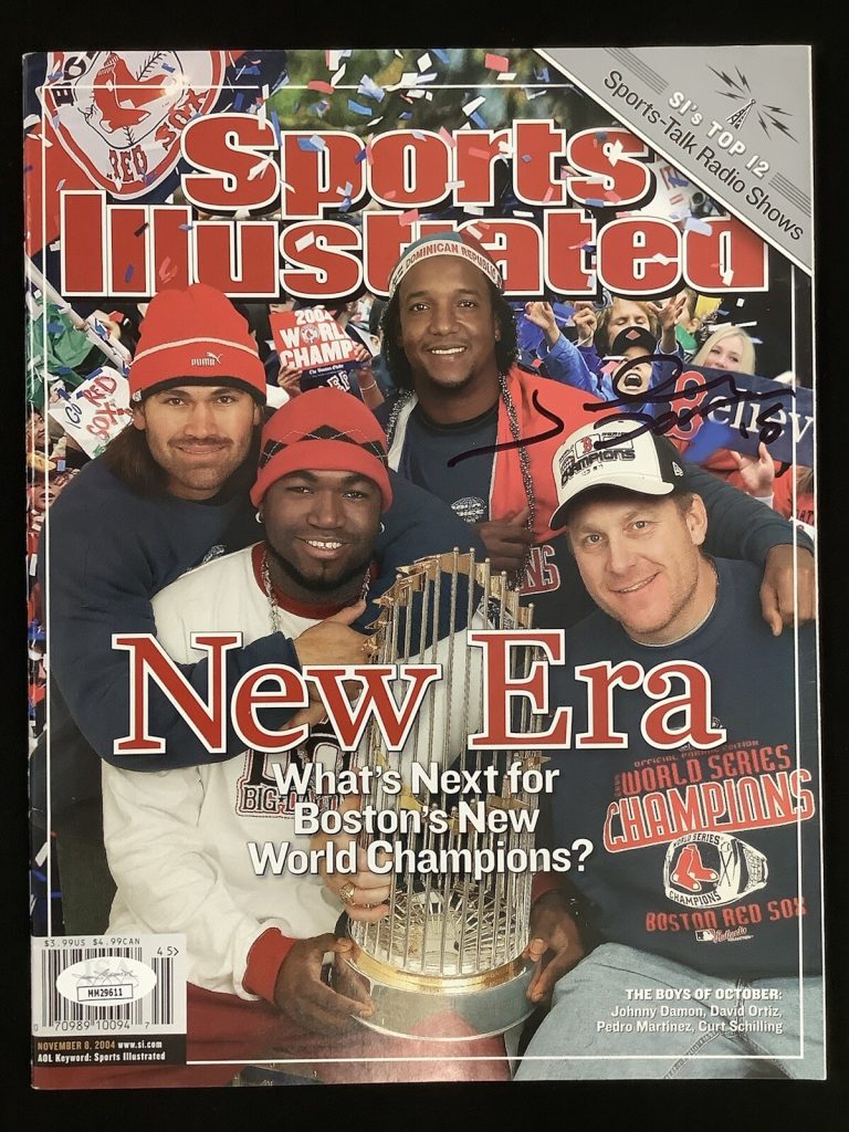 Johnny Damon Signed Sports Illustrated 11/8/04 No Label Red Sox Autograph JSA