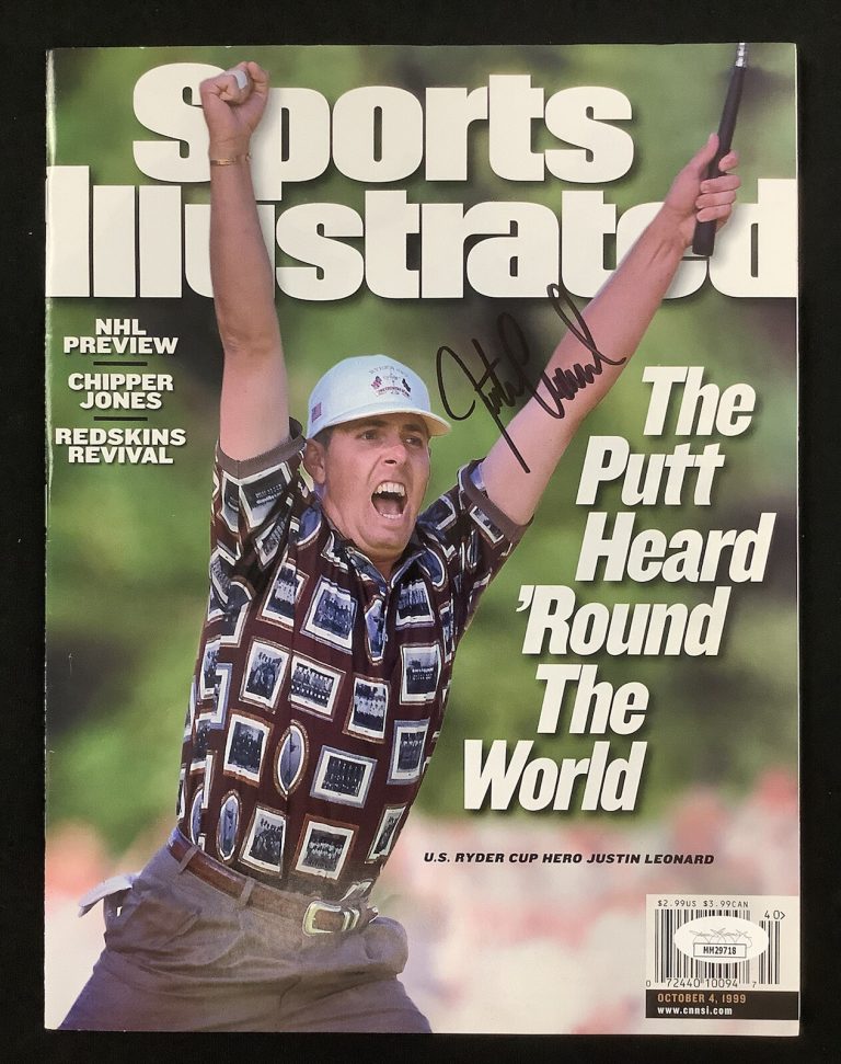 Justin Leonard Signed Sports Illustrated 10/4/99 No Label PGA Tour Golf Auto JSA