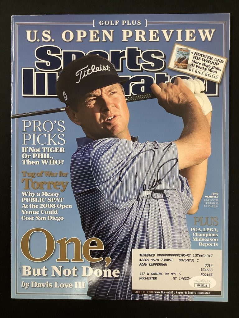 Davis Love III Signed Sports Illustrated 6/13/06 Masters PGA Tour Golf Auto JSA