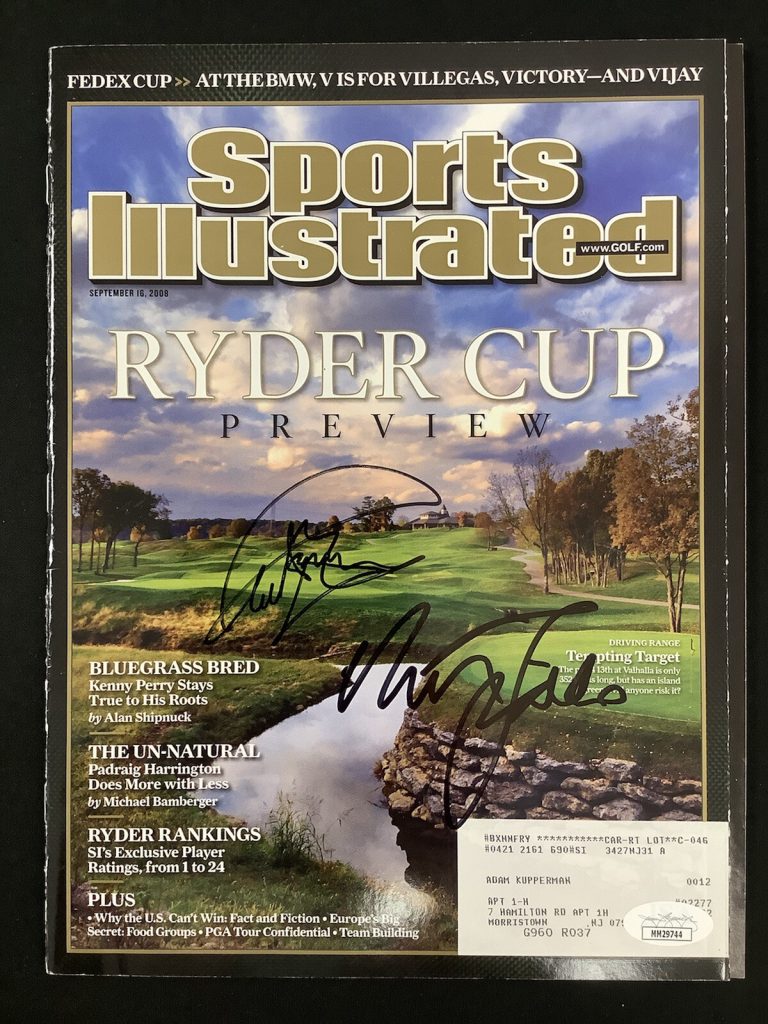 Paul Azinger Signed Sports Illustrated 9/16/08 RyderCup Golf Nick Faldo Auto JSA