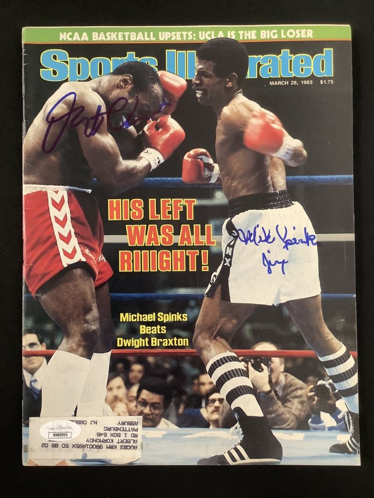 Leon Spinks Signed Sports Illustrated 3/28/83 Boxing Dwight Braxton Auto JSA