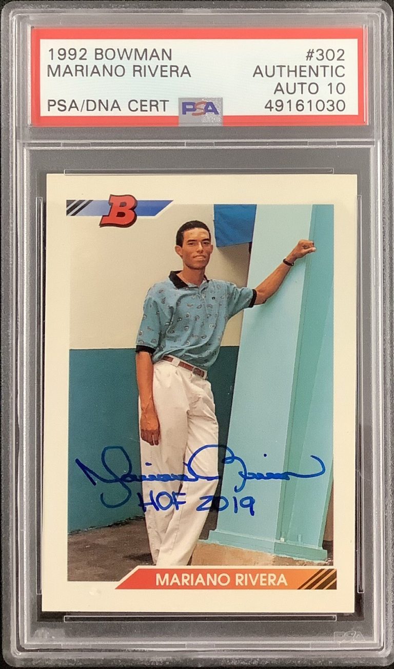 Mariano Rivera Signed 1992 Bowman #302 Rookie Card HOF 2019 PSA/DNA 10 Autograph