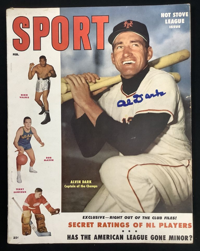Alvin Dark Signed Sport Magazine Feb 1955 No Label Baseball Giants ROY Auto JSA