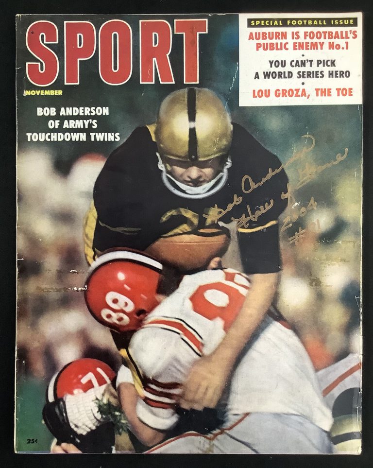 Bob Anderson Signed Sport Magazine Nov 1958 No Label Football NY Giants Auto JSA