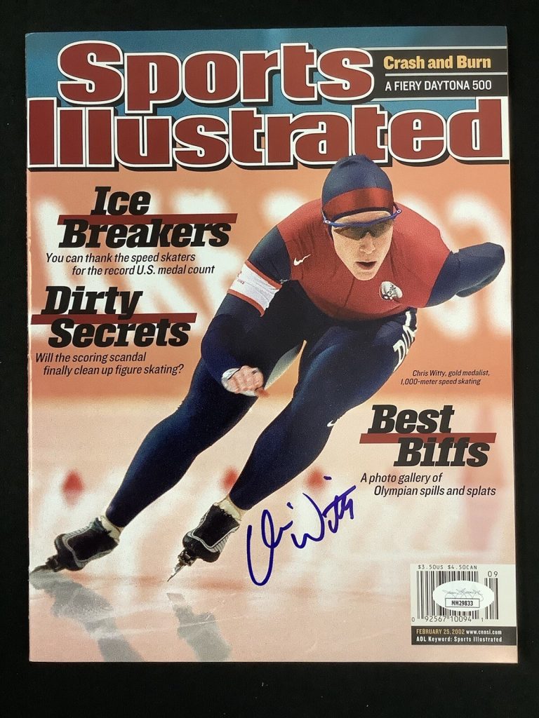 Chris Witty Signed Sports Illustrated 2/25/02 Speed Skater No Label Auto JSA