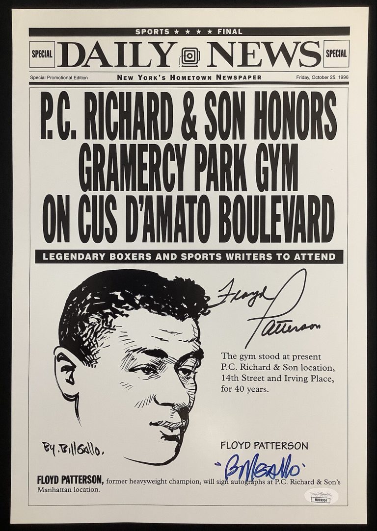 Floyd Patterson Signed Daily News PC Richards 1996 Bill Gallo Autograph HOF JSA