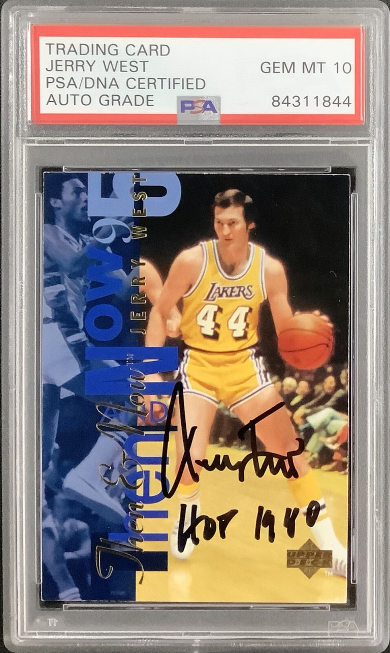 Jerry West Signed 1995 Upper Deck #353 Card Lakers HOF 1980 Insc PSA/DNA Auto 10