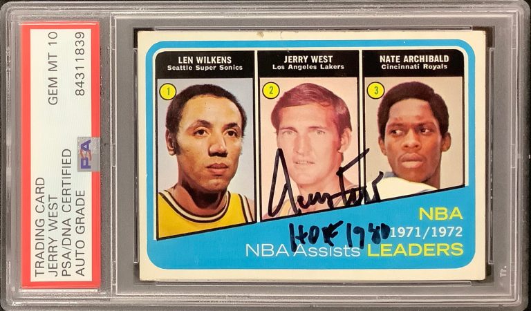 Jerry West Signed 1972 Topps #176 Card Lakers HOF 1980 Insc PSA/DNA Auto Gem 10