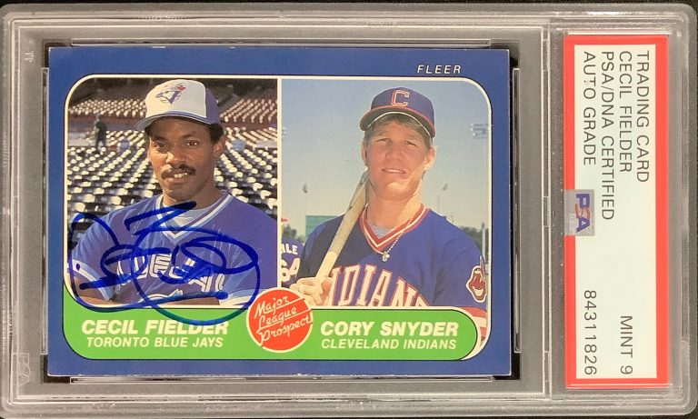 Cecil Fielder Signed 1986 Fleer #653 Rookie Card Blue Jays PSA/DNA Auto Mint 9