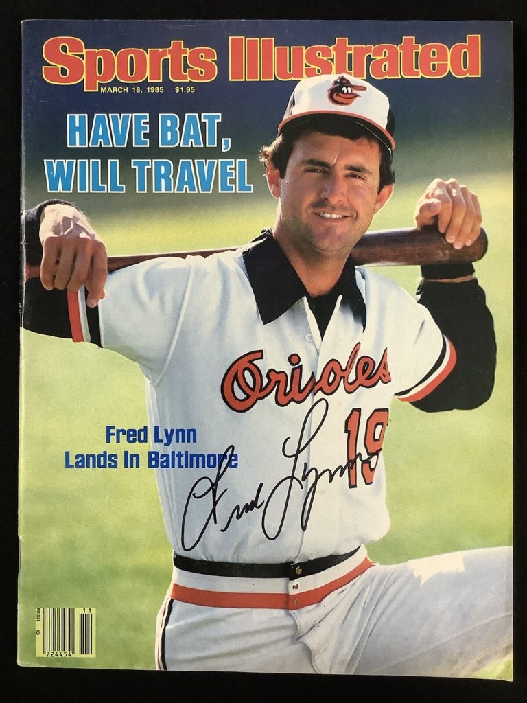 Fred Lynn Signed Sports Illustrated Magazine 8/17/87 NO LABEL Orioles Auto JSA