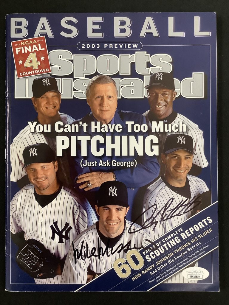 Mike Mussina Signed Sports Illustrated 2003 Preview NO LABEL Pettitte Auto JSA