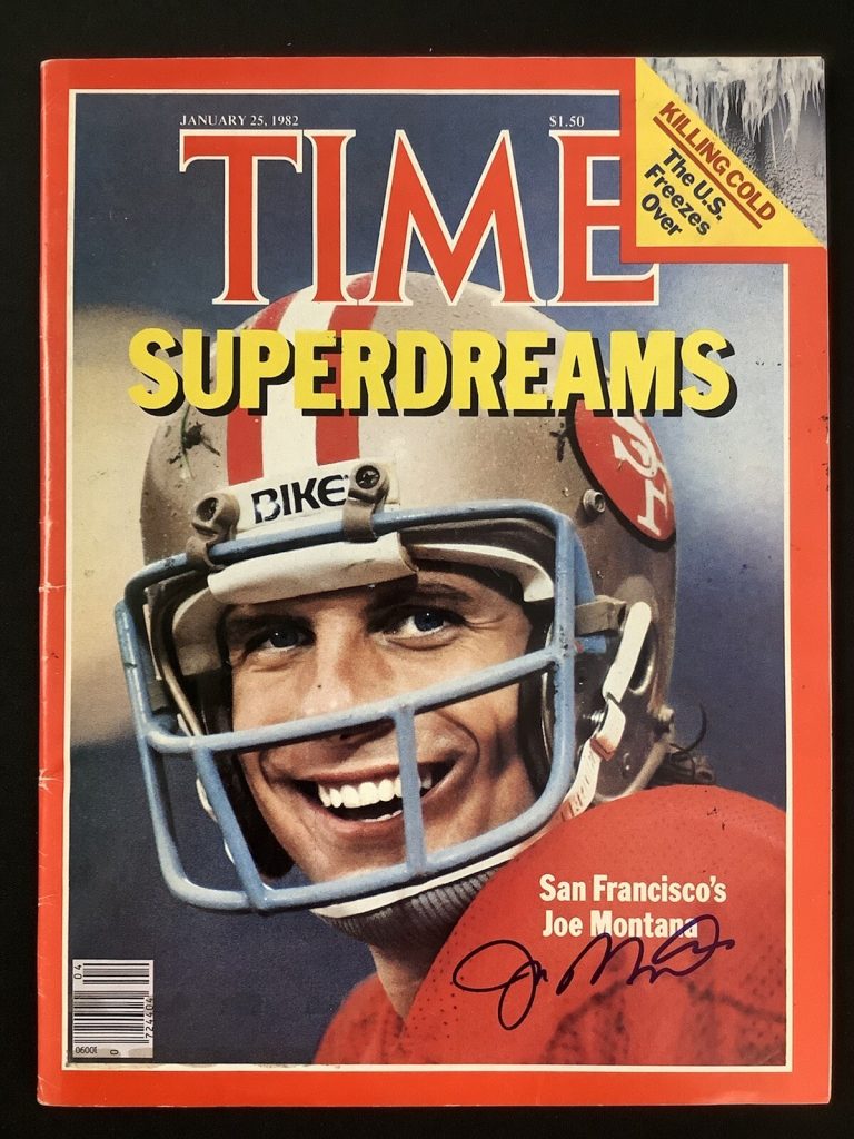 Joe Montana Signed Time Magazine 1/25/82 LABEL REMOVED 49ers HOF Autograph JSA
