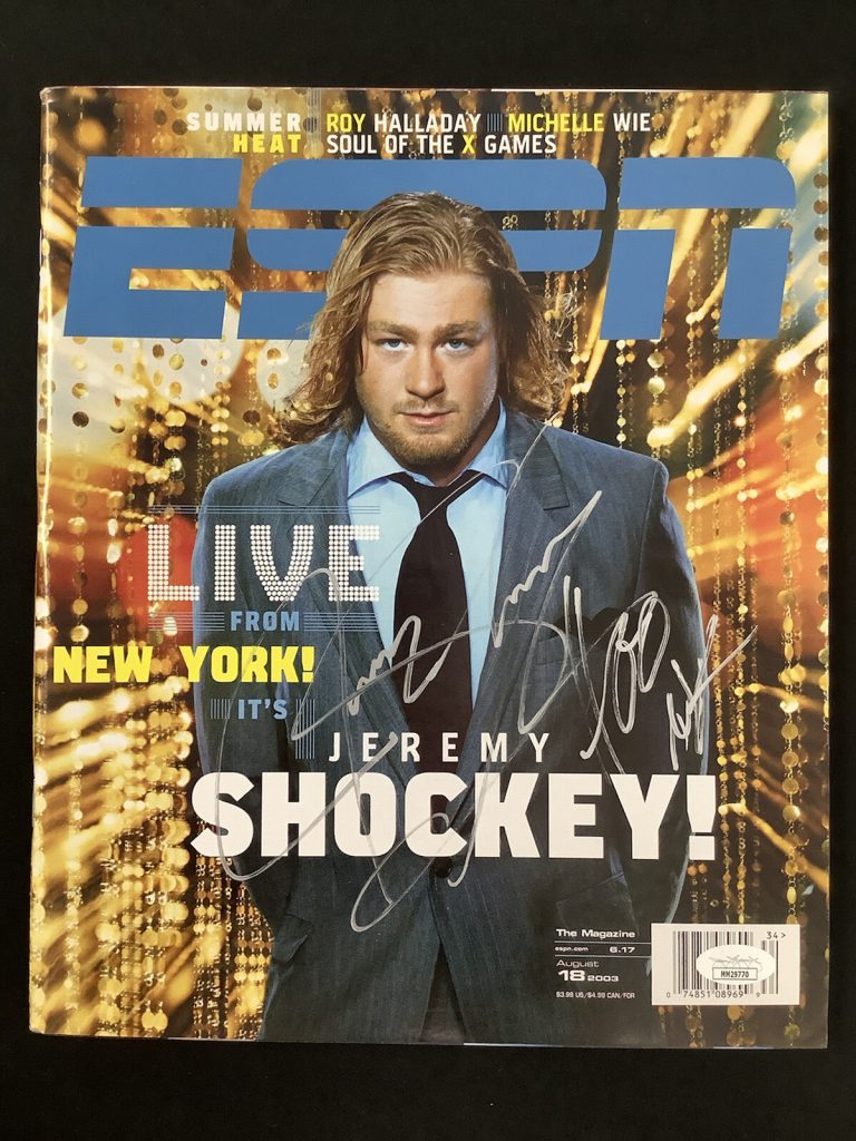 Jeremy Shockey Signed ESPN Magazine 8/18/03 No Label NY Giants Autograph JSA