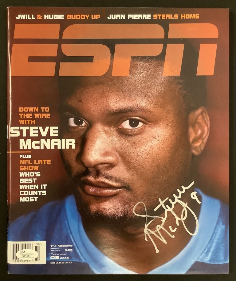 Steve McNair Signed ESPN Magazine 12/8/03 No Label Football Titans Autograph JSA