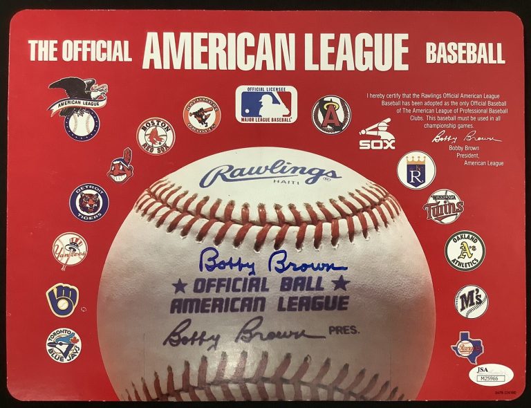 Bobby Brown Signed Baseball Advertisement Yankees Baseball President Auto JSA 2