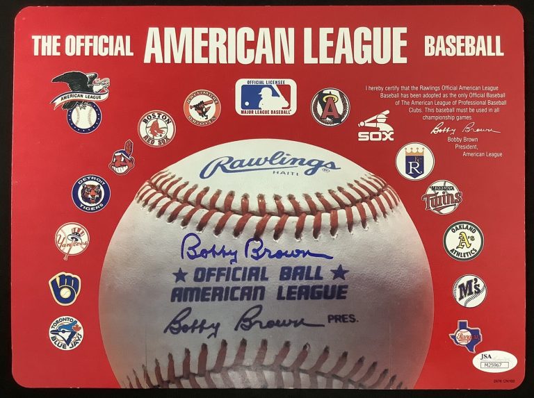 Bobby Brown Signed Baseball Advertisement Yankees Baseball President Auto JSA 3