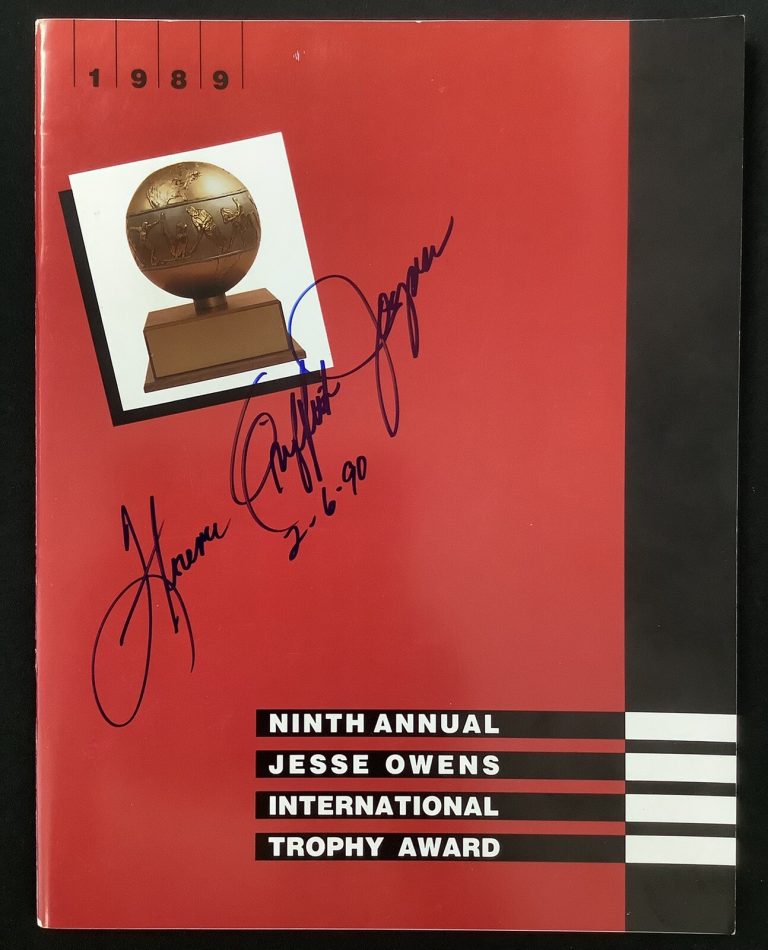 Florence Griffith Joyner Signed Program Jesse Owens Award Track Olympic Auto JSA