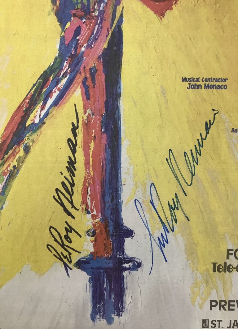LeRoy Neiman Signed Newspaper Page Artist Auto 1995 Tommy Tune Busker Alley JSA