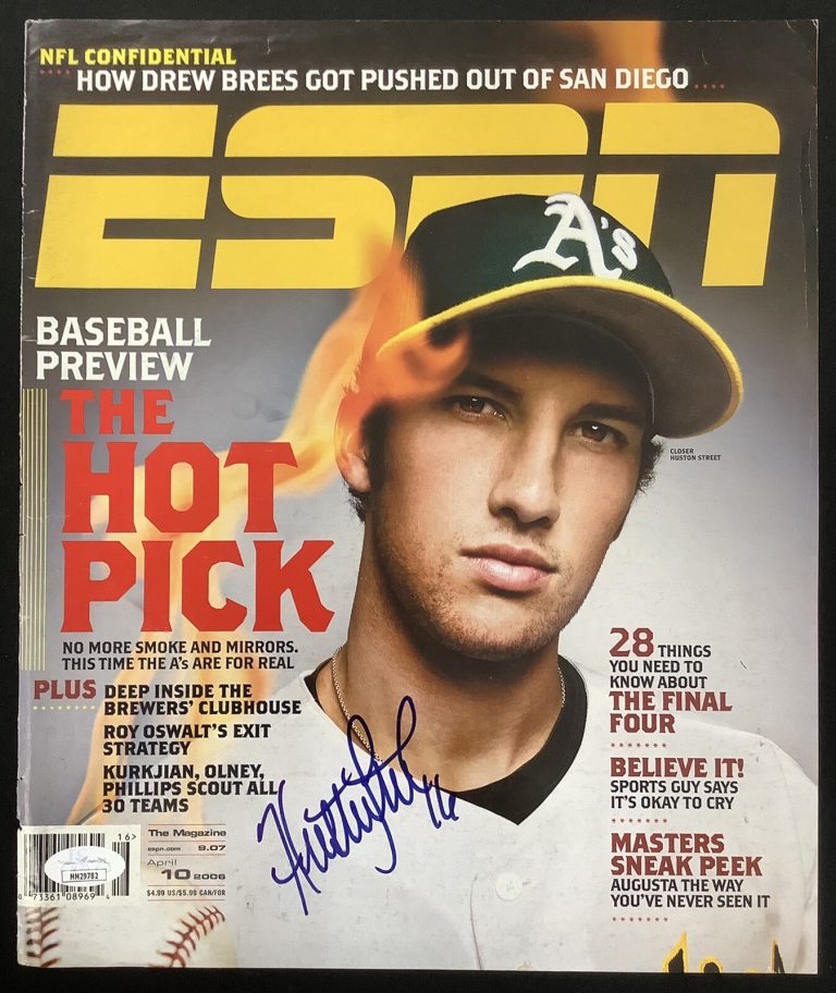 Huston Street Signed ESPN Mag Cover 7/30/07 No Label Athletics ROY Autograph JSA