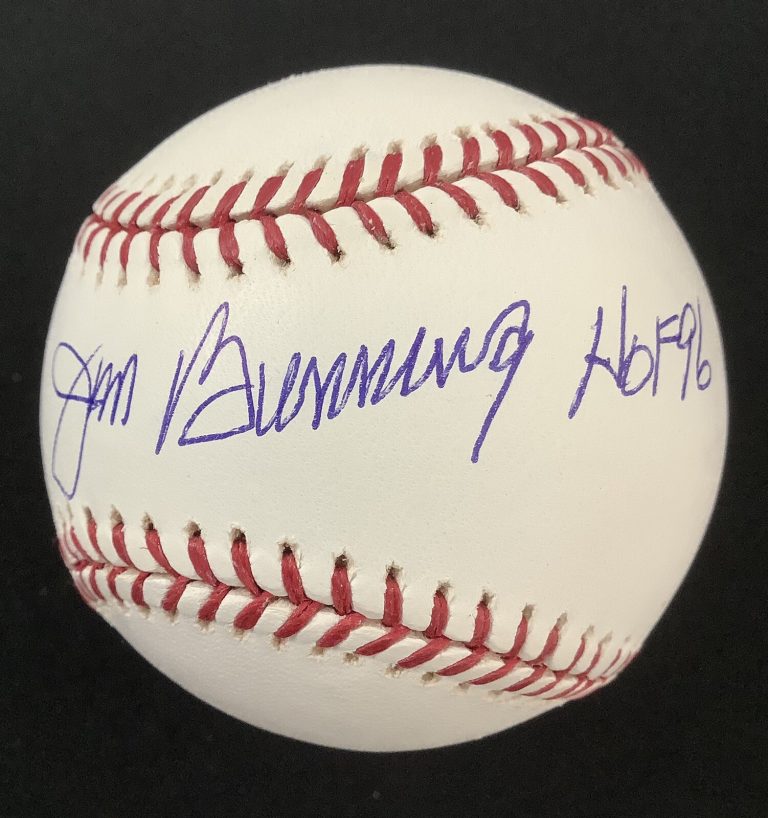 Jim Bunning Signed Baseball Selig Detroit Tigers Autograph HOF 96 Inscr JSA 1