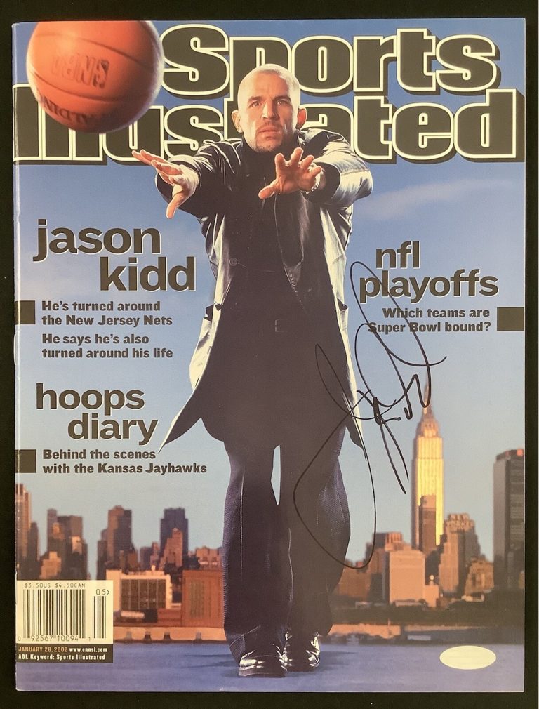 Jason Kidd Signed Sports Illustrated Mag 1/28/02 No Label Nets Autograph Steiner