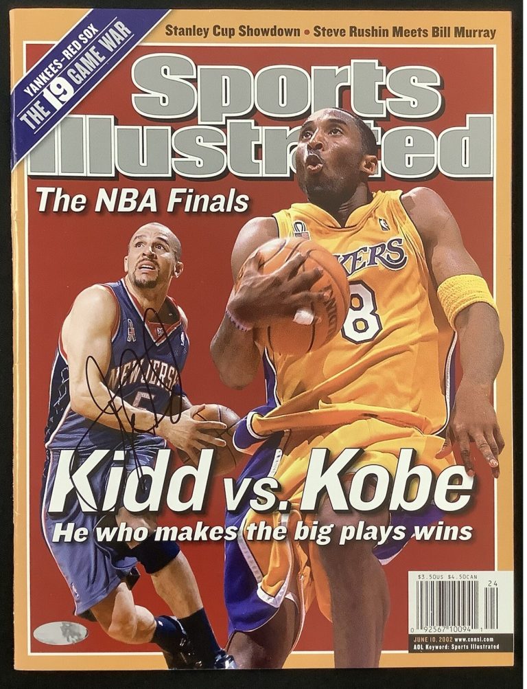 Jason Kidd Signed Sports Illustrated Mag 1/28/02 No Label Nets Auto Kobe Steiner