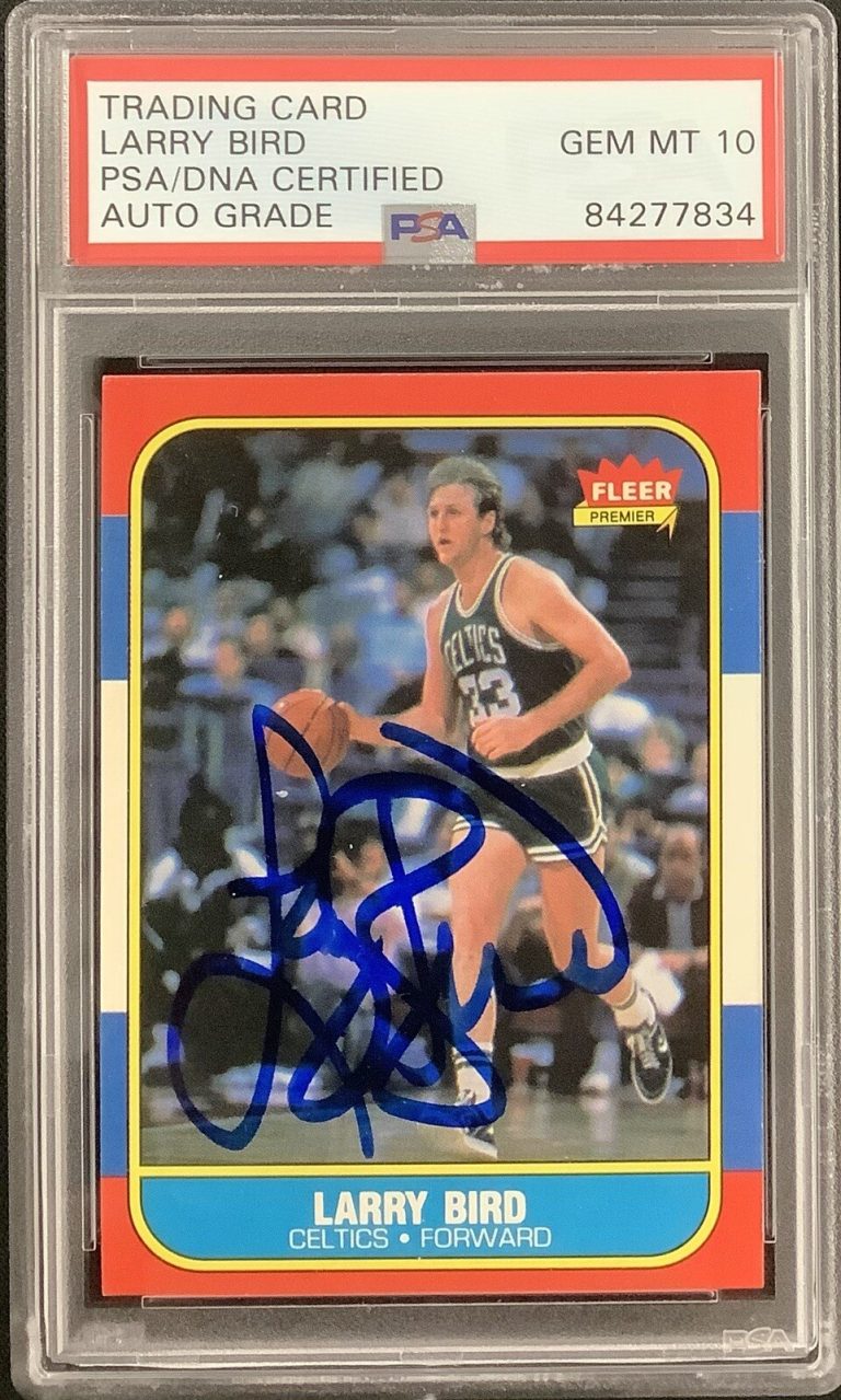 Larry Bird Signed 1986 Fleer #9 Basketball Card HOF PSA/DNA Gem MT 10 Auto #1