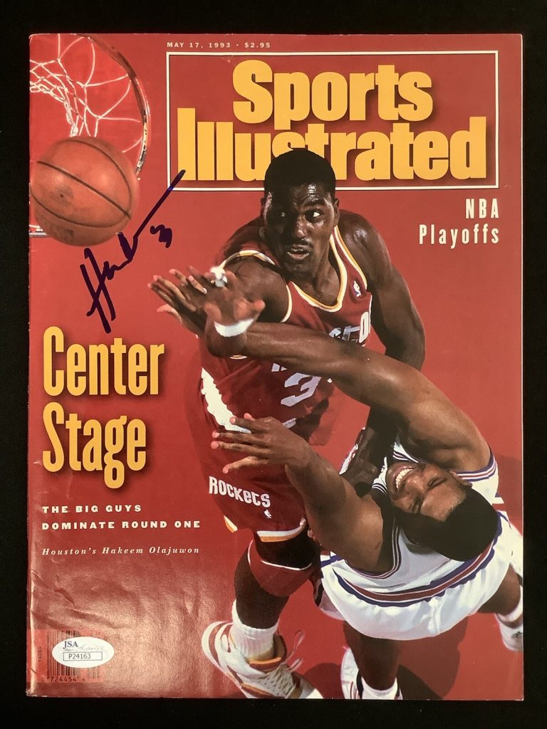Hakeem Olajuwon Signed Sports Illustrated Mag 5/17/93 Rockets No Label Auto JSA