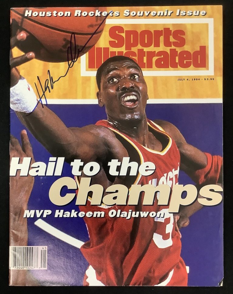 Hakeem Olajuwon Signed Sports Illustrated Mag 7/4/94 Rockets No Label Auto JSA