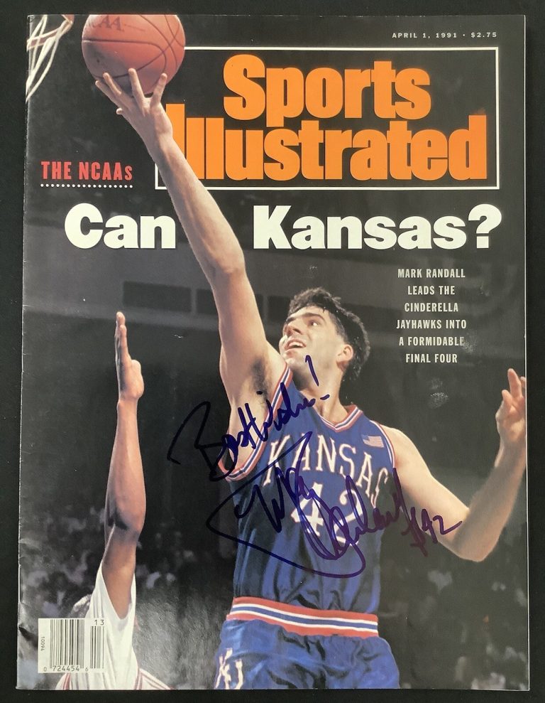 Mark Randall Signed Sports Illustrated mag 4/1/91 Jayhawks No Label Auto JSA
