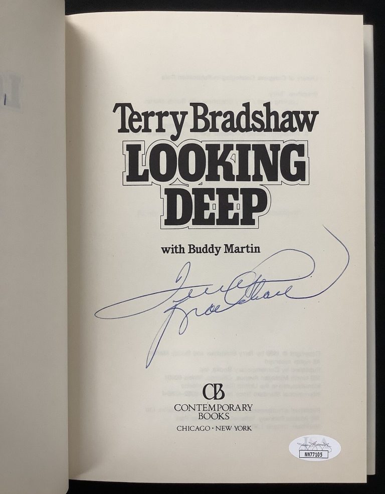 Terry Bradshaw Signed Book Looking Deep HCB Football Steelers Autograph HOF JSA