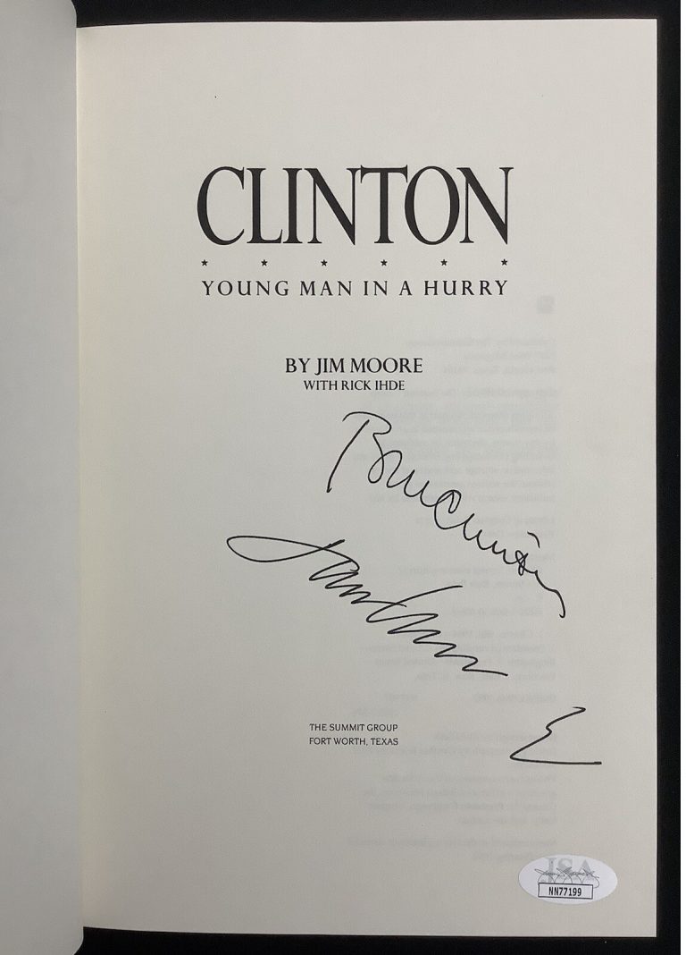 Bill Clinton Signed Hardcover Book Young Man In a Hurry HCB Auto Damaged JSA