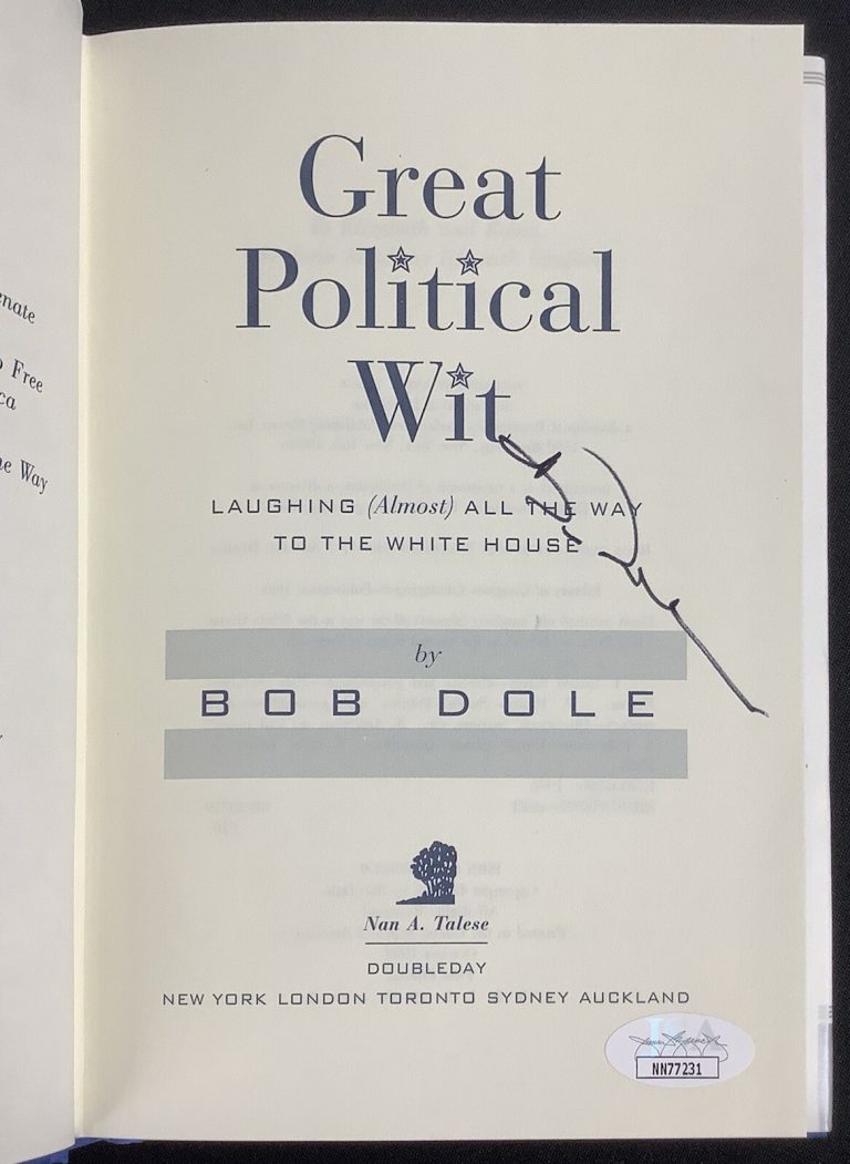 Bob Dole Signed Book Great Political Wit HCB Kansas House Of Reps Autograph JSA