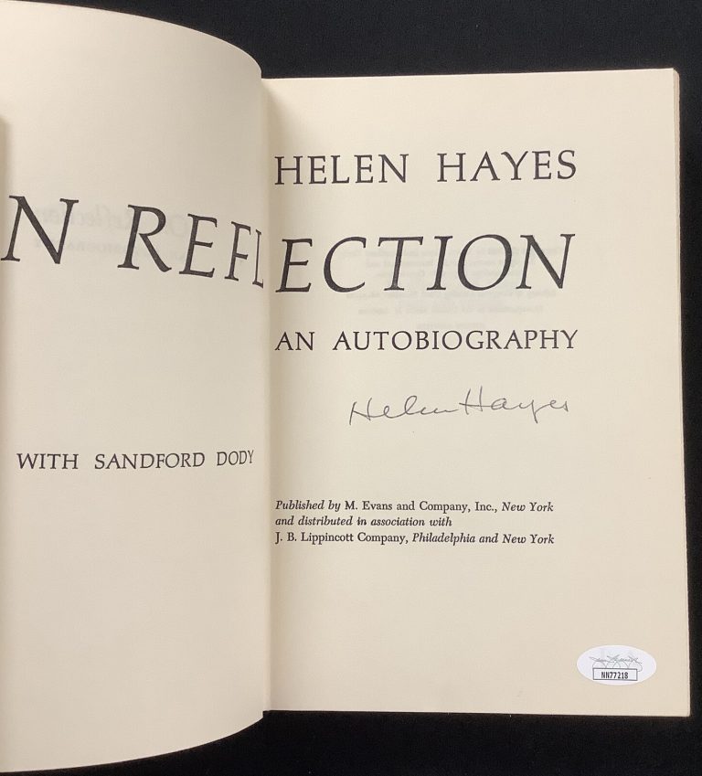Helen Hayes Signed Book On Reflection HCB A Farewell To Arms Anastasia Auto JSA