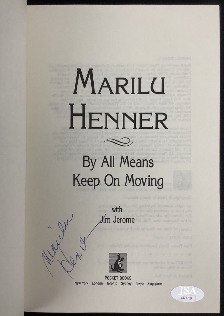 Marilu Henner Signed Book Keep On Moving HCB Taxi Actress Hammett Autograph JSA