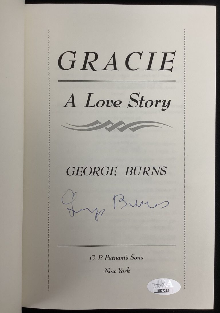 George Burns Signed Book Gracie A Love Story HCB Comedian Sunshine Boys Auto JSA
