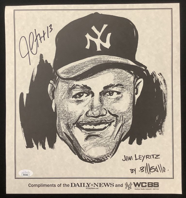 Jim Leyritz Signed Daily News Insert 1999 WS Bill Gallo Art NY Yankees Auto JSA