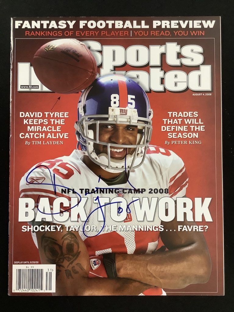 David Tyree Signed Sports Illustrated 8/4/08 NoLabel Giants Blue Autograph JSA 1