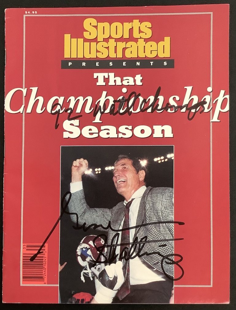 Gene Stallings Signed Sports Illustrated 1992 No Label Crimson Tide Auto JSA