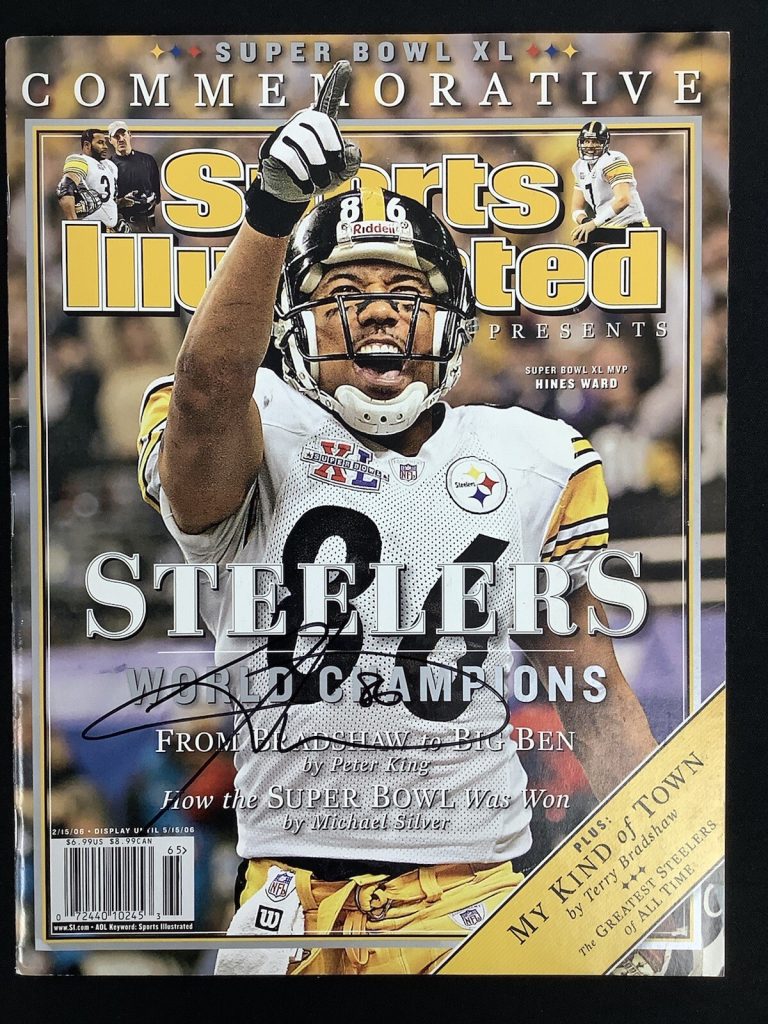 Hines Ward Signed Sports Illustrated 2/15/06 No Label Steelers Auto SB Champ JSA