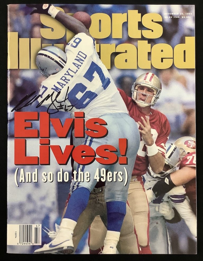 Russell Maryland Signed Sports Illustrated 11/20/95 No Label Cowboys Auto JSA