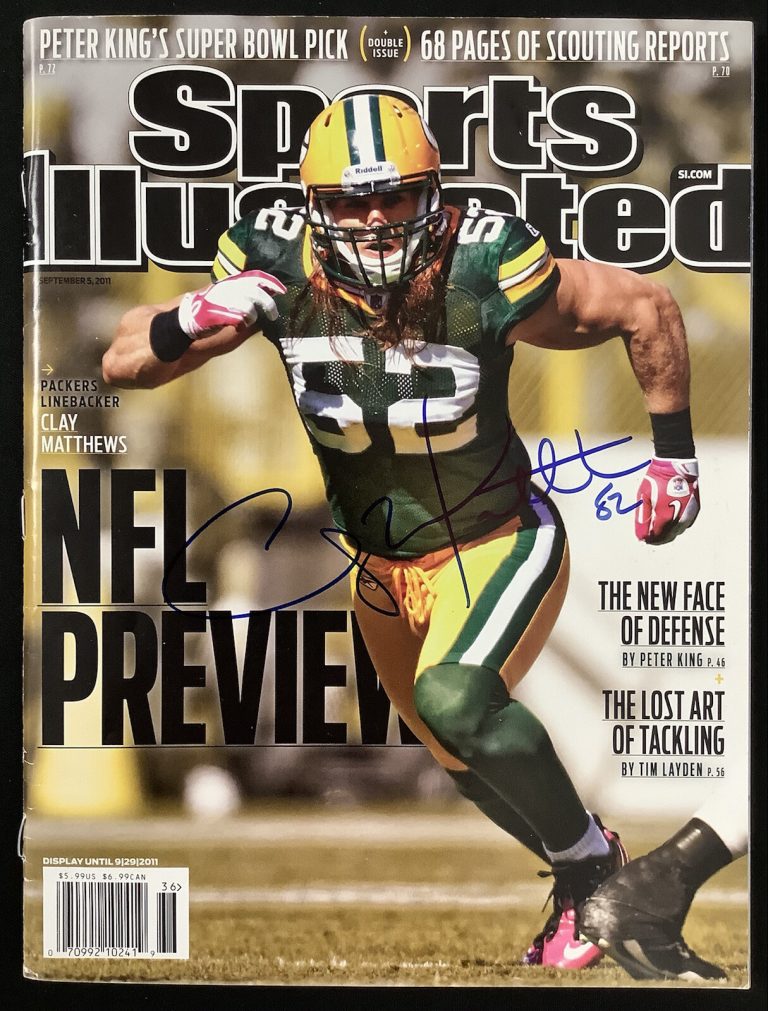 Clay Matthews Signed Sports Illustrated 9/5/11 No Label GB Packers Rams Auto JSA