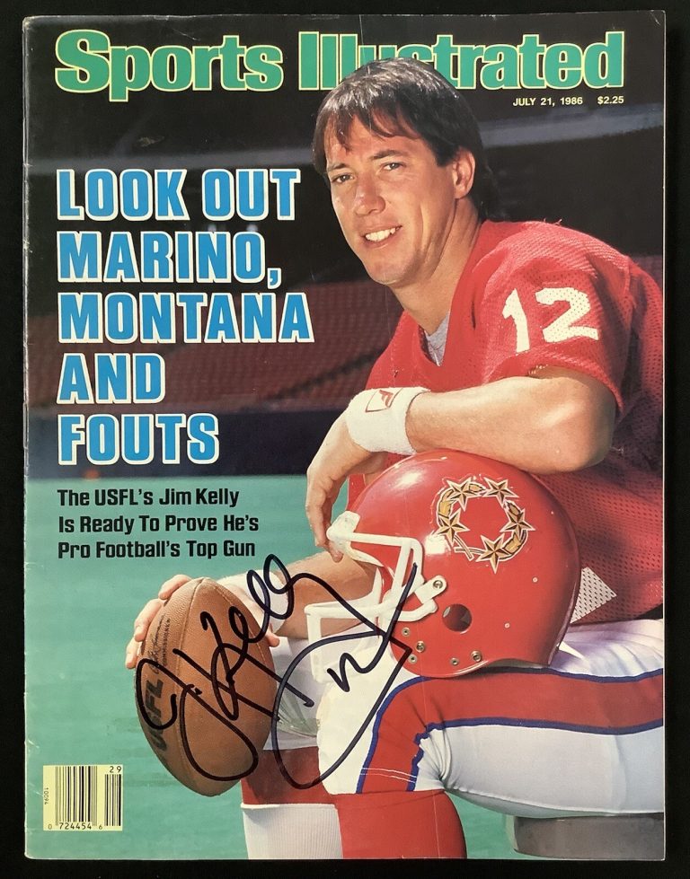Jim Kelly Signed Sports Illustrated 7/21/86 Buffalo Bills Auto HOF Pro Bowl JSA