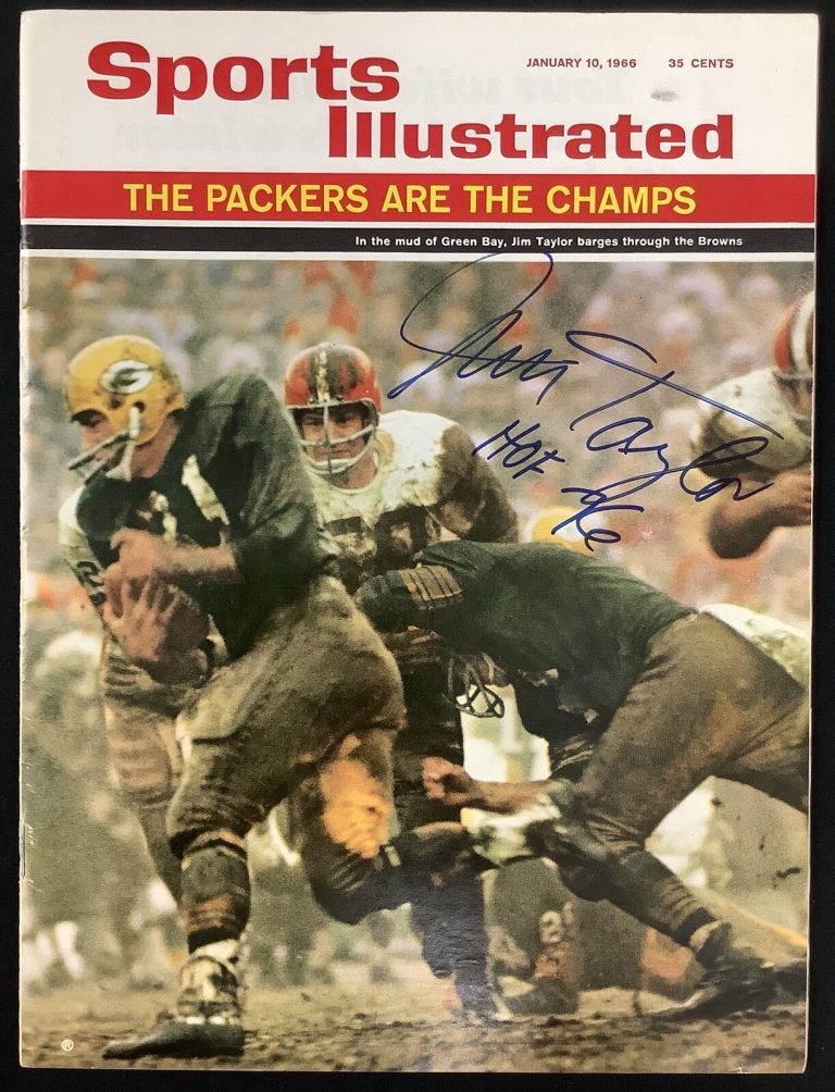 Jim Taylor Signed Sports Illustrated 1/10/66 No Label Packers Autograph HOF JSA